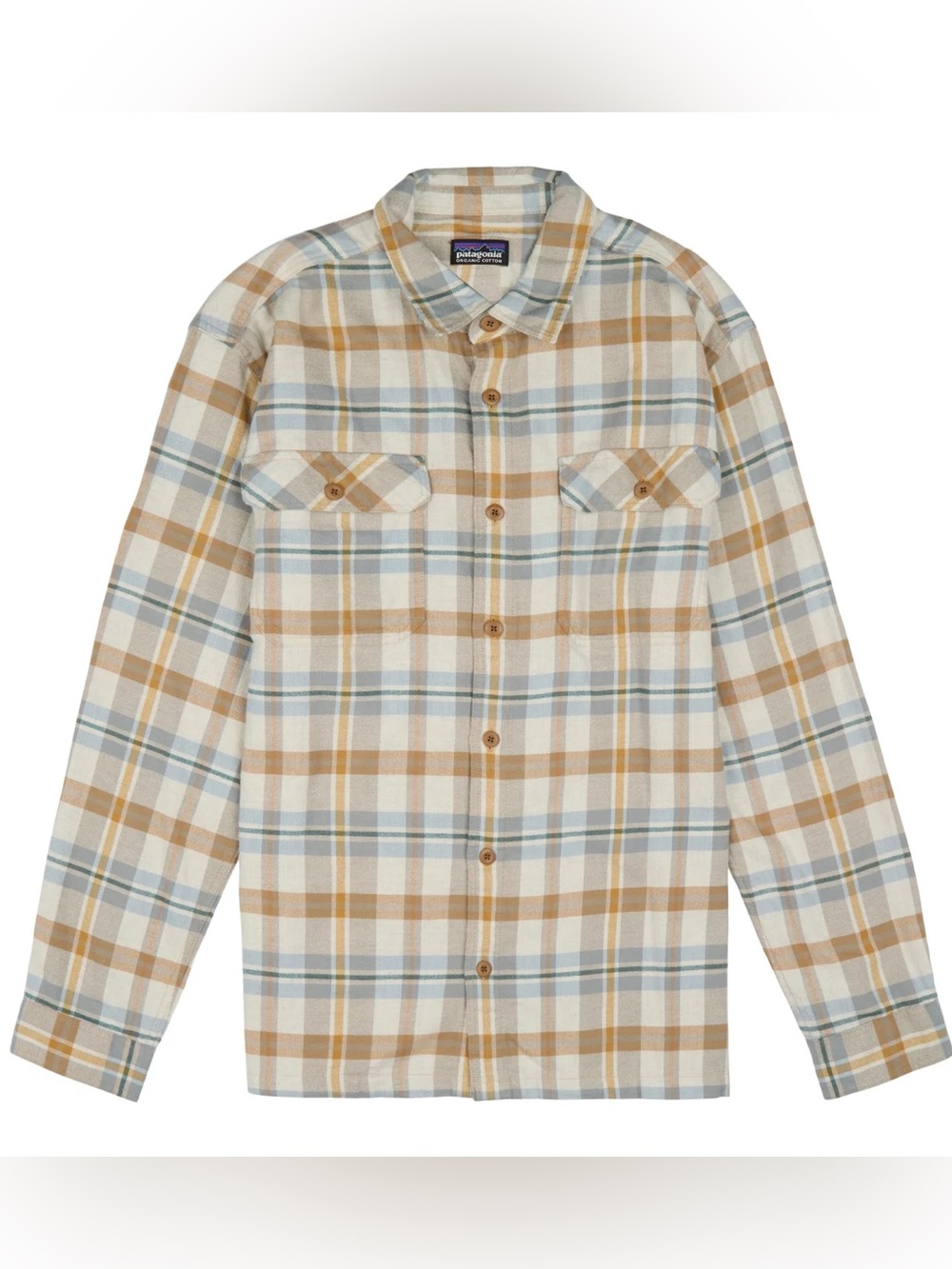 Patagonia Plaid Shirt in Cream, Tan & Light Blue Xxl